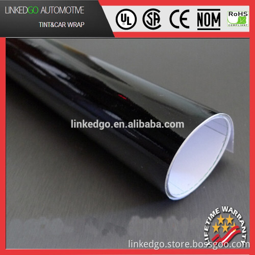 LinkedGo 1.52*30m size glossy vinyl film BLACK car wrap vinyl film directly from factory with best price